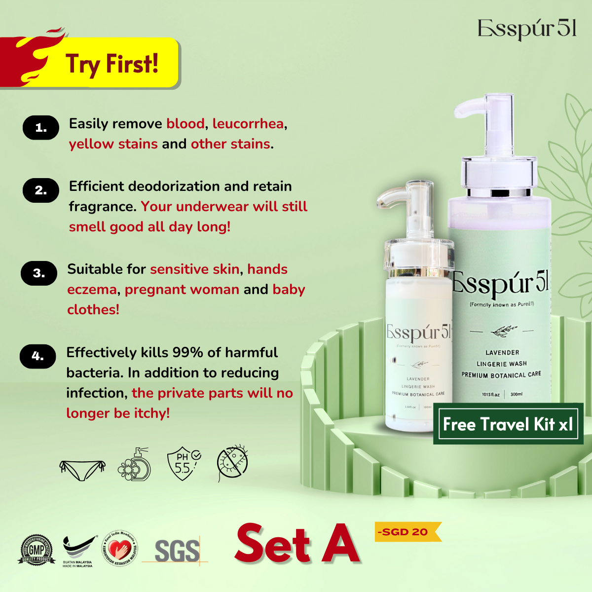 Set A - 300ML x1 + Free Travel Kit x1