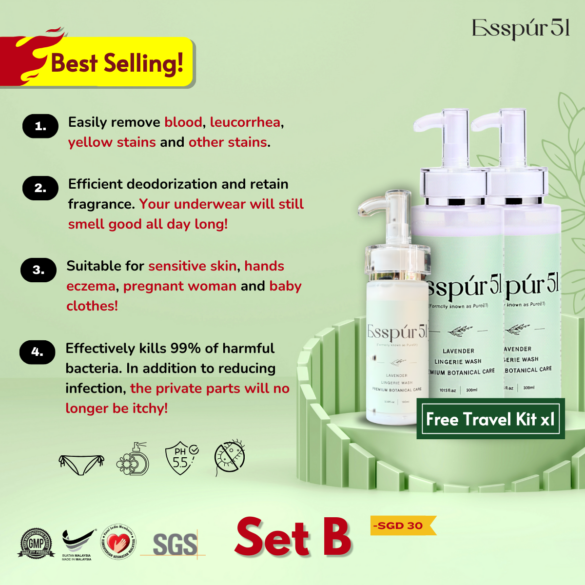 Set B - 300ML x2 + Free Travel Kit x1